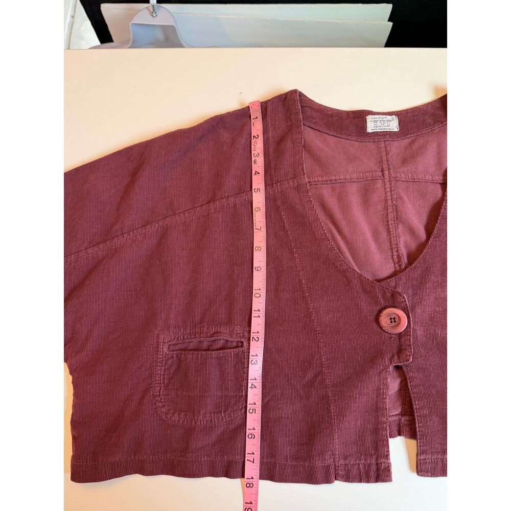 Completo Collection Women’s Corduroy Oversized Cropped Jacket OS Burgundy Artsy - Picture 7 of 11